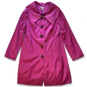 Vertigo Paris Fuchsia Coat with Black Buttons and Bow Detail